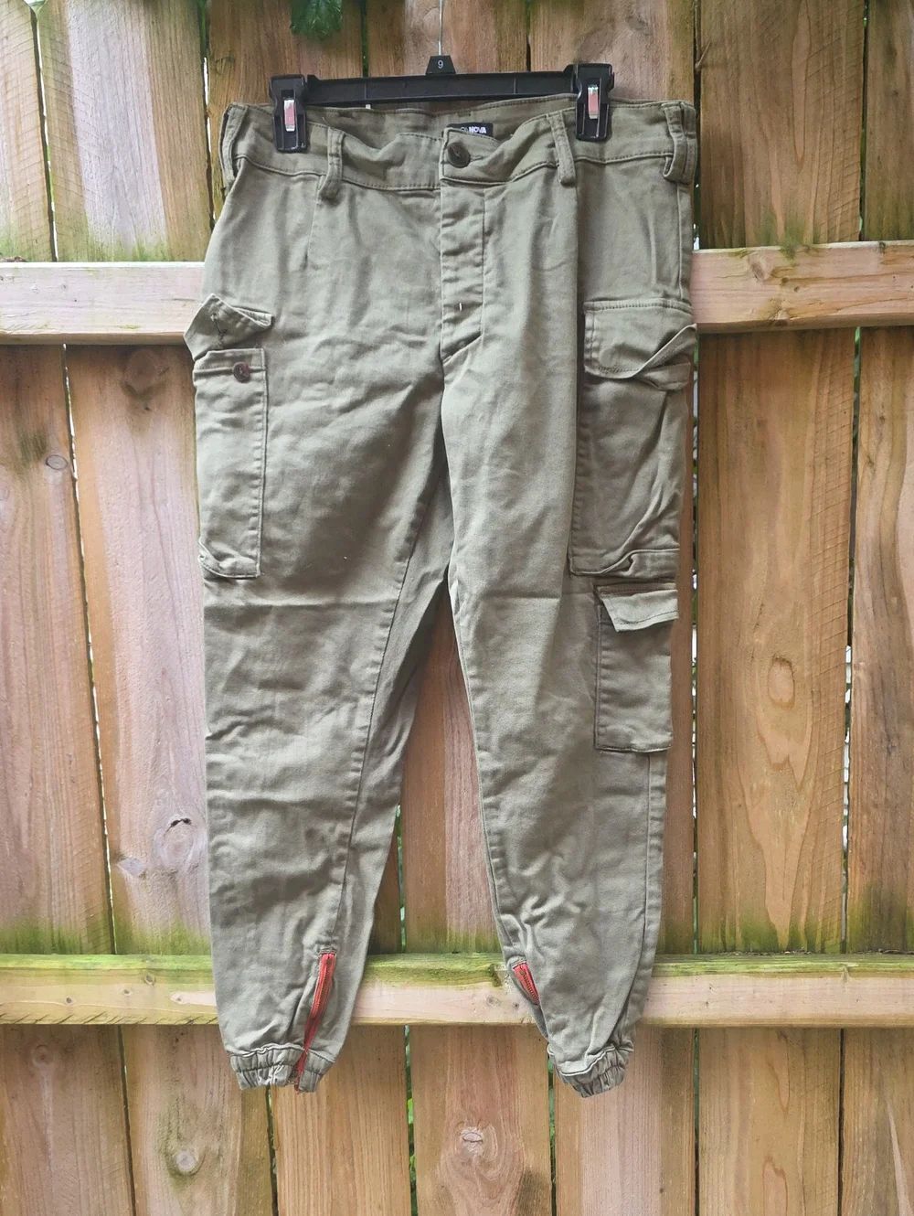 Olive Cargo Pants with Ankle Zips